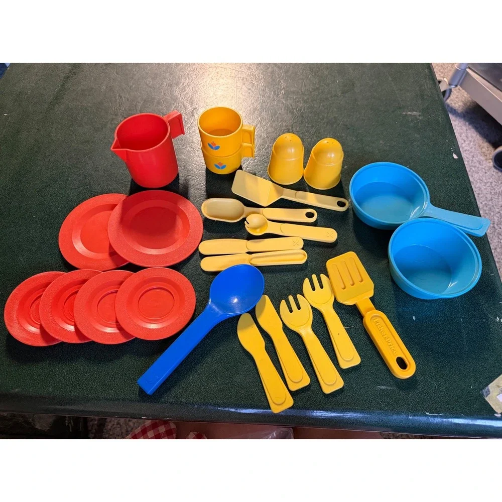 Vintage Fisher Price Little Tikes Play Food Kitchen Utensils Oven Mitt Lot 40+
